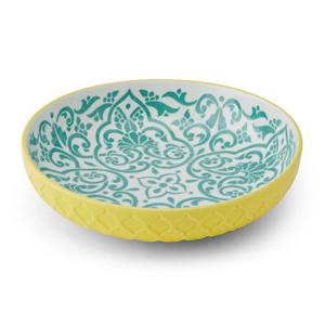 Kitchencraft Mikasa Yellow and Blue Geometric Ceramic Bowl